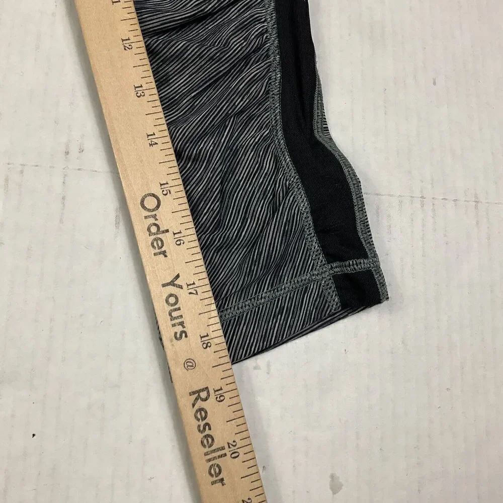 Lululemon Womens Cropped Mesh Leggings Striped Workout Athletic Pull On Size 2 - Picture 5 of 11